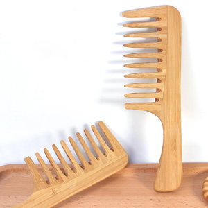 3pcs Eco-Friendly <b>Wooden</b> Comb Set with Brush <b>Bamboo</b> Handle and Bristle Tooth Custom Logo PU Bag <b>Packaging</b> - Product Image 2