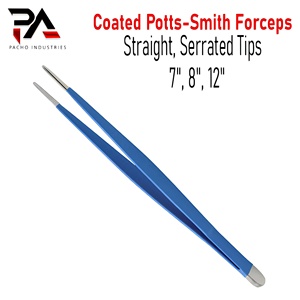 คีมจับของ Potts-Smith แบบเคลือบสารไม่นำไฟฟ้าจากเยอรมนี (ปลายหยักตรง) ใช้ซ้ำได้ ขนาด 7 นิ้ว 12 นิ้ว สำหรับการผ่าตัดด้วยไฟฟ้า - Product Image 1