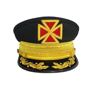 Custom Grand Knights Templar <b>Cap</b> Gold Vinework and Gold Braid Premium Black Fatigue Hat - Product Image 1