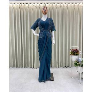 Hermoso Sari de Poliéster con Adornos Koti para Fiestas - Product Image 1