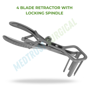 Retracteur chirurgical Medtrust à 4 lames avec axe de blocage 20 cm en acier inoxydable pour la colonne vertébrale, la colonne lombaire et cervicale - Product Image 4