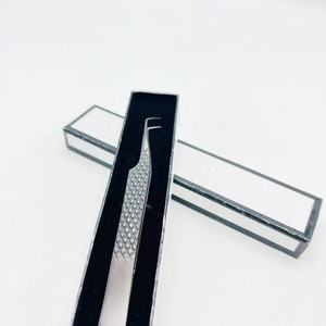 Pince à épiler d'extension de cils en acier inoxydable durable couleur personnalisée noir mat diamant Grip 90 degrés fibre pointue OEM - Product Image 6