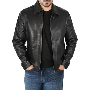 Performance Mens Leather Fashion <b>Jacket</b> Water Resistant Coating Leather Material Breathable Windbreaker Style Outerwear - Product Image 3