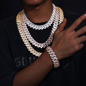 High Demand Moissanite Silver <b>Iced</b> <b>Out</b> Cuban <b>Chain</b> Gold and Silver Finish Fashion Casual Wear Club Jewelry for Gift and Sale - Product Image 2