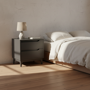 Table d'appoint moderne avec 2 tiroirs, design en chêne massif écologique pour salles à manger et espaces de vie - Product Image 2