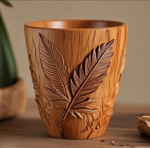 Rustic Wooden Mug Handmade Natural Solid Wood Coffee <b>Cup</b> Eco Friendly Drinkware <b>for</b> Home Cafe Restaurant - Product Image 2