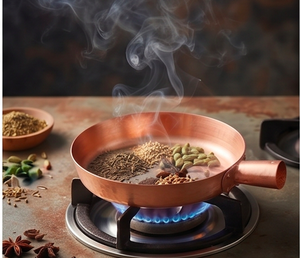 Heavy Copper Frying <b>Pan</b> With Copper <b>Handle</b> Handmade Vintage Style No Coating For Gas And Induction Cooker Use - Product Image 5