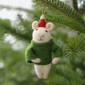 Handmade Felt Christmas Mouse Ornament - Product Image 1