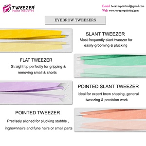 Pinzas para Cejas de Diferentes Estilos al por Mayor, Pinzas de Acero Inoxidable Coloridas para Dar Forma a las Cejas, Herramientas para Injerto de Pestañas Antimagnéticas - Product Image 6