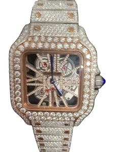 นาฬิกาข้อมือผู้ชายแบบกลไกโครงกระดูก สแตนเลสสตีล ระดับไฮเอนด์ หรูหรา สไตล์ฮิปฮอป สายหนังสั่งทำพิเศษ ผลิตในอินเดีย - Product Image 1