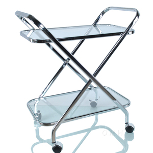 Anne Home - Carrito de Bar en Forma de X con Estructura Cromada, Carrito de Servicio para Sala de Estar, Mueble de Bar para el Hogar, 66.67Lx41.91Wx77.47H cm - Product Image 3