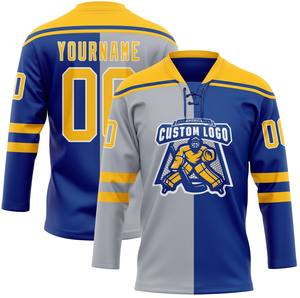 Maillot de hockey sur glace personnalisable de qualité supérieure - 100% polyester, antibactérien, séchage rapide, nom et numéros d'équipe personnalisés, col en V - Product Image 2