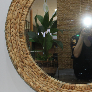 Water Hyacinth <b>Round</b> <b>Wall</b> <b>Mirror</b> Bohemian Decorative Framed <b>Mirror</b> for Living Room Bedroom - Product Image 4
