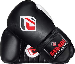 Gants de boxe d'entraînement professionnels Farabi en cuir de vachette véritable, durables, respirants et à séchage rapide, noirs et blancs, vente en gros - Product Image 2
