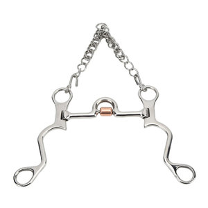 Bocado de acero inoxidable para caballo con enlace central de cobre y boquilla de cadena para equitación - Product Image 1