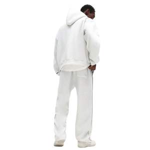 Sweat à capuche zippé en molleton épais 500 GSM avec logo frontal personnalisé, impression en relief et passepoil contrastant pour homme - Product Image 2