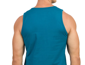 เสื้อกล้ามแขนกุดสีทึบสำหรับผู้ชาย O-Neck เสื้อกั๊กถักลำลองสีฟ้าอมเขียว - Product Image 3