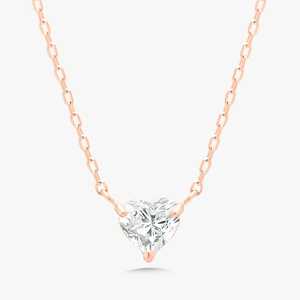 Minimalist Heart Lab Grown Diamond <b>Pendant</b> Necklaces 14k <b>Solid</b> <b>Gold</b> Prong Set Everyday Luxury Dainty Cable Chain Fine Jewelry - Product Image 5