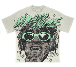 Jersey con estampado de pantalla informal de verano estilo Hip Hop de gran tamaño con hombros caídos y peso pesado personalizado para hombre tela de algodón al por mayor - Product Image 1