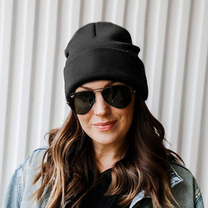 Best Selling Beanie Caps For Unisex Black Color Wool Materials Warm Winter Casual Wear Thick Knitted Beanies Caps - Product Image 3