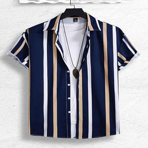 Custom Casual Men's Summer Vintage Classic Pattern <b>Button</b> <b>up</b> Collar <b>Short</b> <b>Sleeved</b> Loose Style Solid Color Designer <b>Shirts</b> - Product Image 5