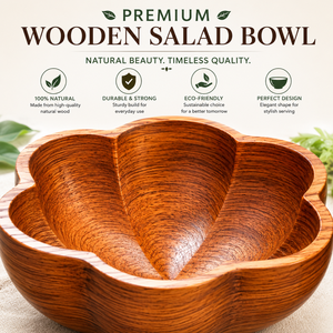 Premium Acacia Wood Flower Shape Salad Bowl | Handmade Wooden Serving Bowl for Fruits Snacks Dining Table Kitchen Home Decor - Product Image 5