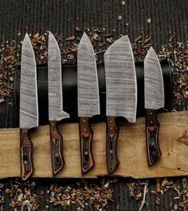 Juego de Cuchillos de Chef de Acero de Damasco de Cinco Piezas, Forjados por Palace LLC, Producto Profesional de Alta Calidad, Juego de Cuchillos de Cocina Personalizados OEM - Product Image 2