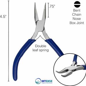 Bent Chain Nose Pliers Stainless Steel for Jewelry Making Crafting Repair-Professional <b>Precision</b> <b>Tool</b> with Blue Handle - Product Image 5