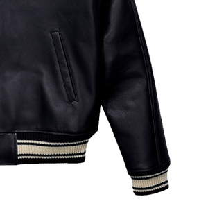 Men's Red Cow <b>Leather</b> Bomber <b>Jacket</b> Turn-down Collar Zipper Closure Regular Sleeve Solid Color Autumn Biker Style - Product Image 6