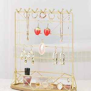 Expositor de Joyería Metálico con Bandeja de Tela, Organizador de Collares, Cadenas y Colgantes, Soporte Decorativo para Joyas - Product Image 6