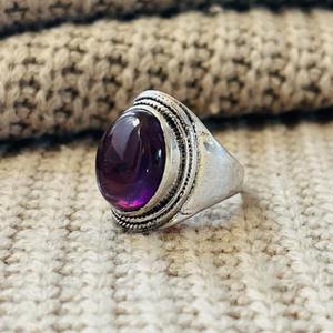Fashionable Latest Bohemian Style Silver Plated Amethyst Brass Gemstone <b>Ring</b> <b>statement</b> Cocktail Chunky Wholesale <b>Ring</b> For Women - Product Image 3