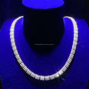 Collier tennis rectangulaire en diamant de laboratoire, chaîne à maillons géométriques de luxe, bijoux statement sertis de diamants pour hommes et femmes, vente en gros - Product Image 1