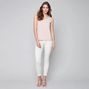 Camiseta sin mangas con cuello en V para mujer, de color sólido, tejida en algodón, informal, de corte regular. - Product Image 6