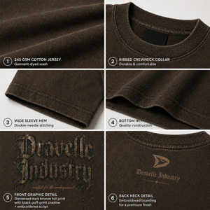 เสื้อยืดโอเวอร์ไซส์ผู้ชาย สไตล์ฮิปสเตอร์ Y2K ลายพิมพ์กราฟิก 100% ผ้าฝ้าย สีน้ำตาลเอสเพรสโซ ทรงบ็อกซี่ แขนสั้น ปรับแต่งได้ - Product Image 6