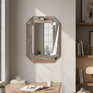 Specchio da Parete Grande a Forma di Diamante Senza Cornice, Elegante e Moderno con Bordo Smussato, Decorazione per Soggiorno, Ingresso e Sala da Pranzo - Product Image 6