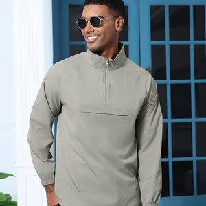 <b>Men's</b> Casual Quarter Zip <b>Pullover</b>-Athletic Windbreaker Lightweight Jackets Hiking Golf for <b>Men</b> Mock Neck with Pockets - Product Image 4