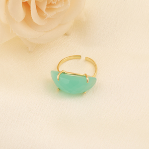 Bague manchette fantaisie plaquée or 18 carats avec pierre gemme œil de chat calcédoine, la plus vendue, de haute qualité, minimaliste, vente en gros, bijoux fantaisie - Product Image 2
