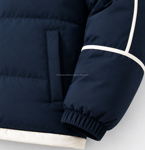 Chaqueta Acolchada con Capucha Azul Marino para Hombre, Informal de Invierno, Gruesa, Resistente al Viento, con Relleno de Poliéster, Cierre de Cremallera, Corte Holgado - Product Image 6