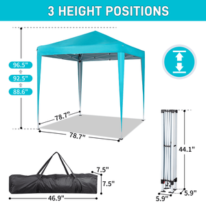 Práctica Carpa de Camping Azul Lago de 6.5X6.5 Pies, Diseño Plegable Impermeable en Ángulo Recto con Dos Puertas y Dos Ventanas - Product Image 6
