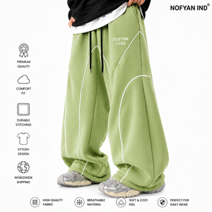 Fabricant en gros de pantalons de survêtement amples surdimensionnés OEM ODM de haute qualité, fournisseur de joggers à jambes larges en coton premium - Product Image 1