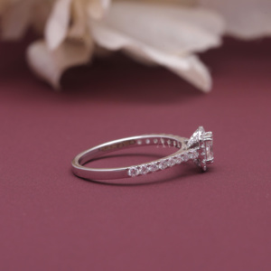IGI Certified Lab Grown Radiant Cut <b>Diamond</b> Halo Engagement <b>Ring</b> 14K White / Rose And Yellow Gold Hidden Halo <b>Diamond</b> <b>Ring</b> - Product Image 2
