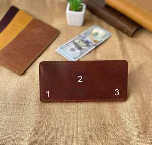 Portefeuille Chic en Cuir Lisse, Pochette Longue de Voyage, Pochette à Monnaie Élégante, Porte-Cartes Minimaliste pour Billets - Product Image 2