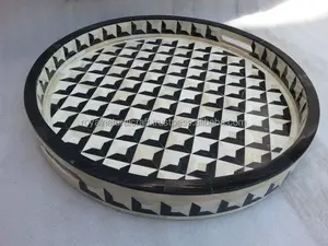 Haute qualité Faux marbre blanc plateau de service grande taille à la main résine salle de bain stockage moderne Vintage intérieur maison vanité bois - Product Image 2