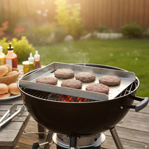 Plateau de cuisson rectangulaire en métal avec poignées pliables, plateau de cuisson et de rôtissage robuste pour barbecue en plein air - Product Image 5