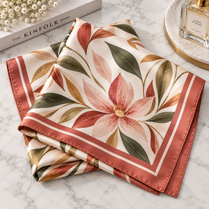 Elegant Floral Printed Polyester <b>Square</b> <b>Scarf</b> Women Fashion Accessory Multi-Functional Promotion Outdoor All Seasons - Product Image 2
