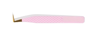 Professional 90 Degree Stainless Steel Precision Eyelash Tweezer with Gold and Pink Tips for <b>Nail</b> Art <b>Extensions</b> - Product Image 3