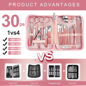 Juego de manicura y pedicura portátil multifuncional de acero inoxidable, fácil de usar, antideslizante y personalizado, con estuche. - Product Image 6