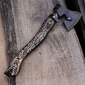 New Customized Handmade Carbon Steel <b>Axe</b> with Wood <b>Handle</b> Wholesale Hatchet Hot Selling camping <b>axe</b> - Product Image 5