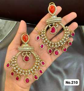Colliers ras du cou indiens RK Art Jewelry en laiton plaqué or avec zircone cubique et moissanite pour femmes, modèle n° 210 - Product Image 3