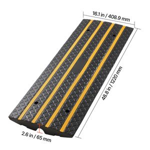 33069 Lbs Load Capacity Car Driveway <b>Rubber</b> Curb Ramp with 2.6 Inch Rise Yellow Reflective <b>Strips</b> Curbside Bridge Ramp Suita - Product Image 6